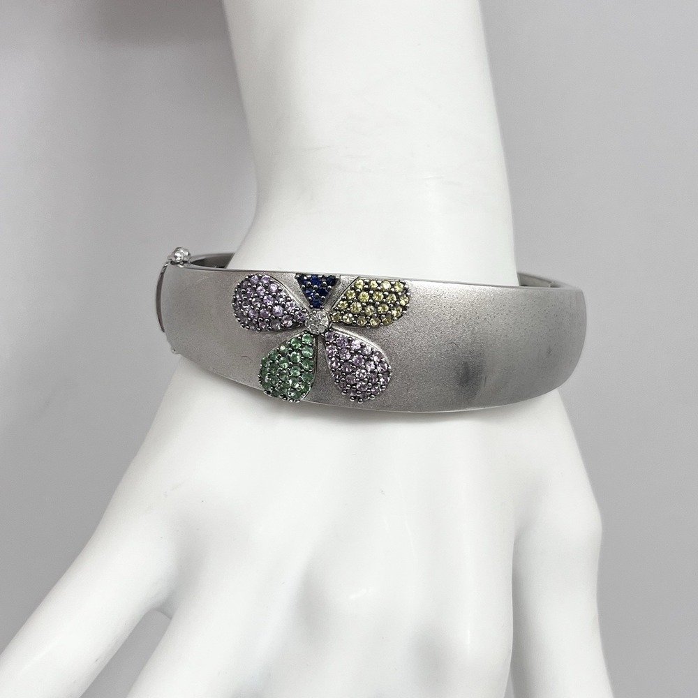 Effy Sterling Flower Sapphire Diamond Bracelet 51 Grams Work Of Art